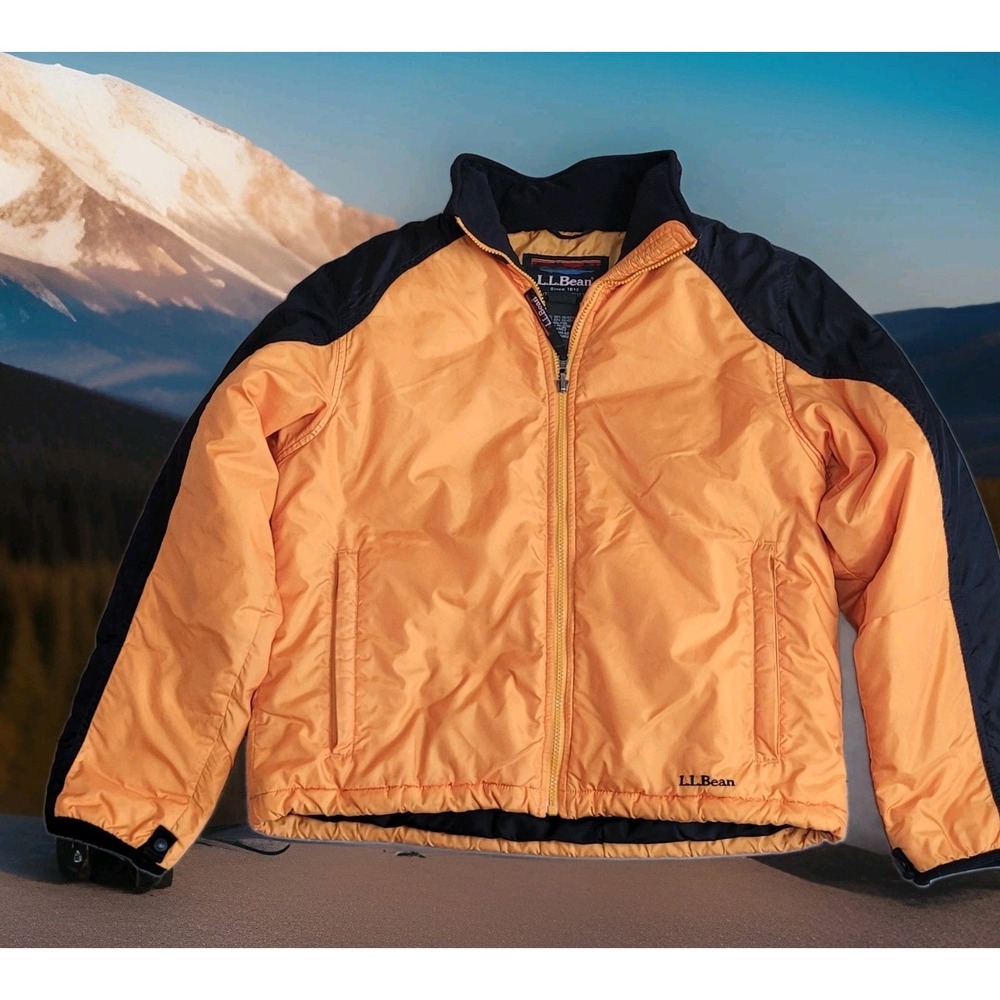 ❄️L.L. Bean PrimaLoft Insulated Jacket Womens M Orange Colorblock  Lightweight